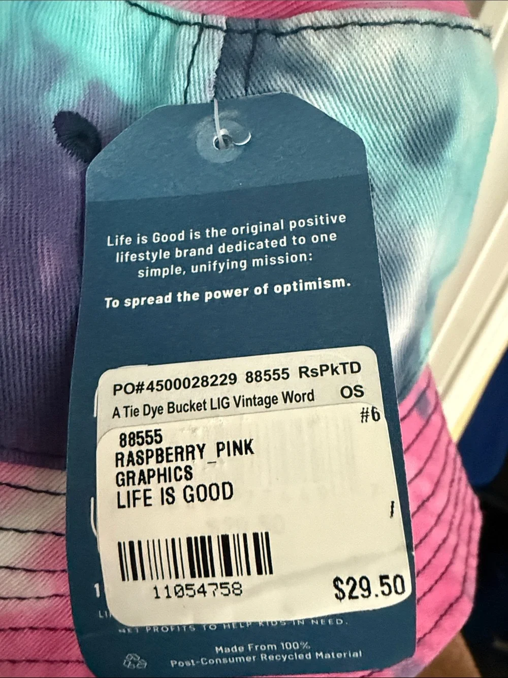 Life Is Good Kids' Tie-Dye Bucket Hat in Blue, Pink & Purple